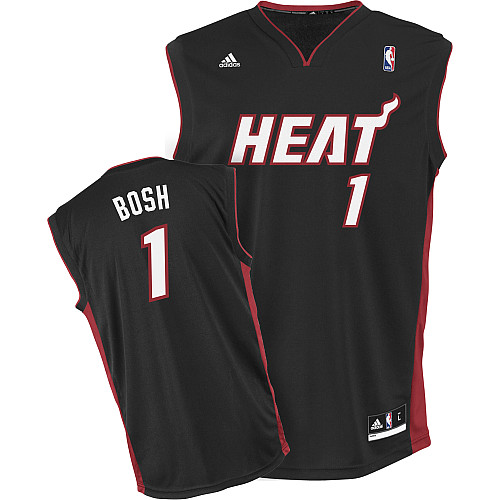 NBA Miami Heat 1 Chris Bosh New Revolution 30 Swingman Road Black Jersey